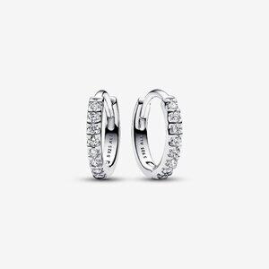Pandora Silver Sparkling Huggie Hoop Earrings NIP